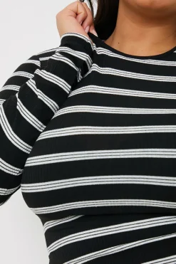 Striped Ribbed Long Sleeve Top|In the Style Sale