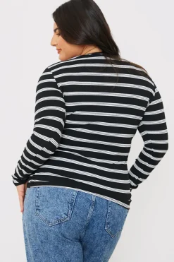 Striped Ribbed Long Sleeve Top|In the Style Sale