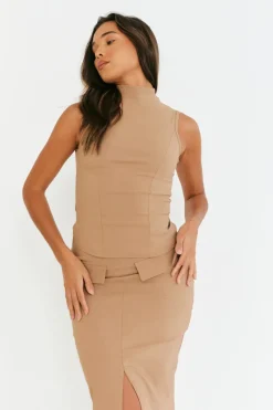 Structured High Neck Co-Ord Top|In The Style Online