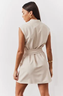 Structured Pocket Detail Belted Mini Dress|In The Style Discount