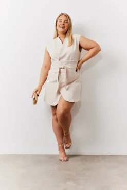 Structured Pocket Detail Belted Mini Dress|In The Style Discount