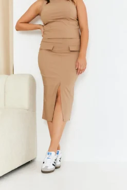 Structured Split Front Co-Ord Midi Skirt|In The Style New