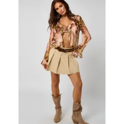 Suede Belted Pleated Skirt|Urban Bliss Hot