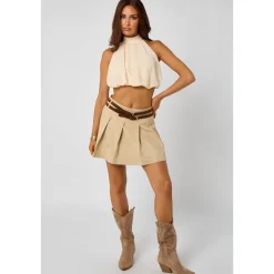 Suede Belted Pleated Skirt|Urban Bliss Hot