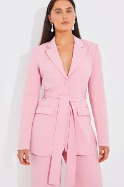 Tailored Belted Blazer|In The Style Hot