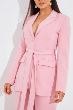Tailored Belted Blazer|In The Style Hot