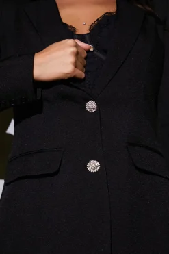 Tailored Blazer With Diamante Buttons|In the Style