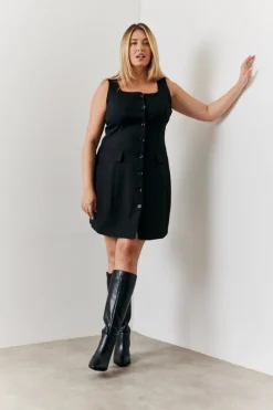 Tailored Button Through Mini Dress|In the Style Best