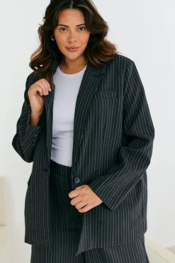 Tailored Pinstripe Co-Ord Blazer|In The Style
