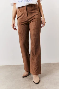 Faux Suede Straight Leg Trouser|In The Style Discount