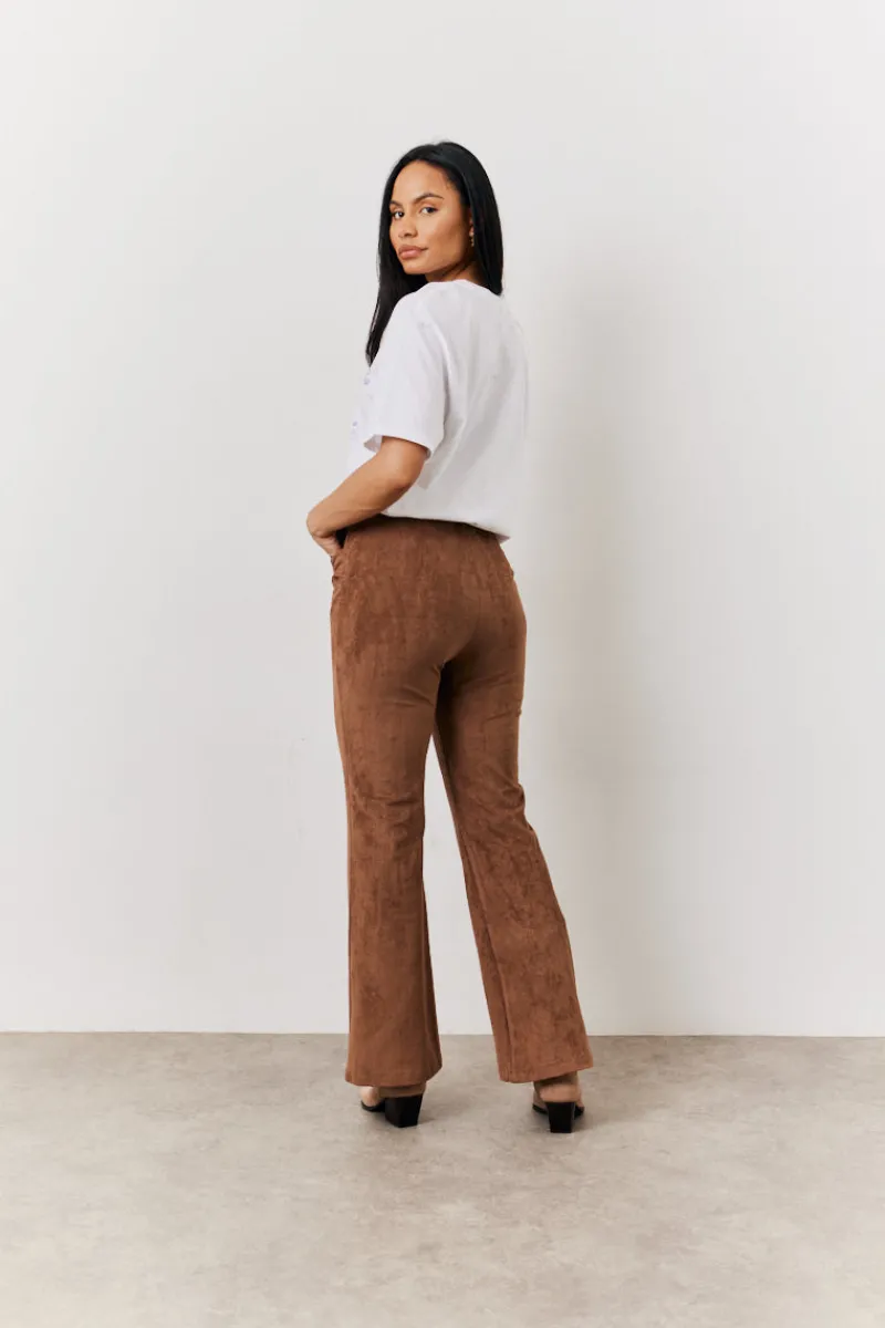 Faux Suede Straight Leg Trouser|In The Style Discount