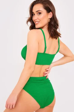 Textured Bandeau Crinkle Ring Detail Bikini Top|Billie Faiers New