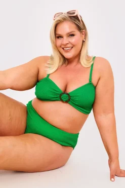 Textured Bandeau Crinkle Ring Detail Bikini Top|Billie Faiers New
