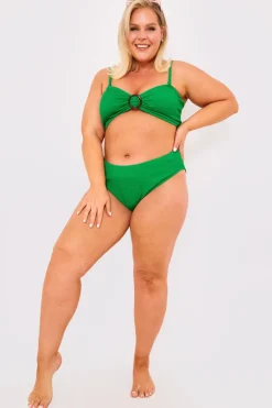 Textured Bandeau Crinkle Ring Detail Bikini Top|Billie Faiers New
