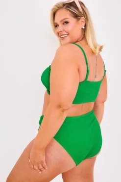Textured Bandeau Crinkle Ring Detail Bikini Top|Billie Faiers New
