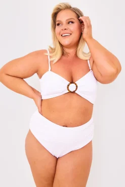 Textured Bandeau Crinkle Ring Detail Bikini Top|Billie Faiers New