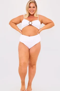 Textured Bandeau Crinkle Ring Detail Bikini Top|Billie Faiers New