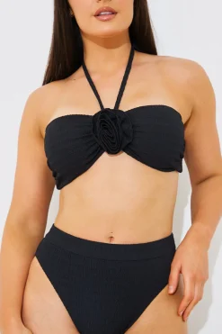 Textured Corsage Halter Neck Bikini Top|In the Style Best