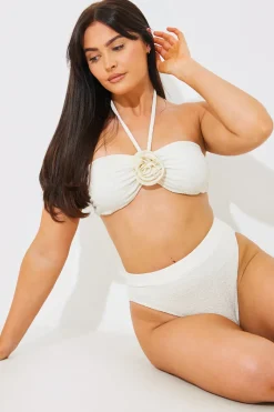 Textured Corsage Halterneck Bikini Top|In the Style Online