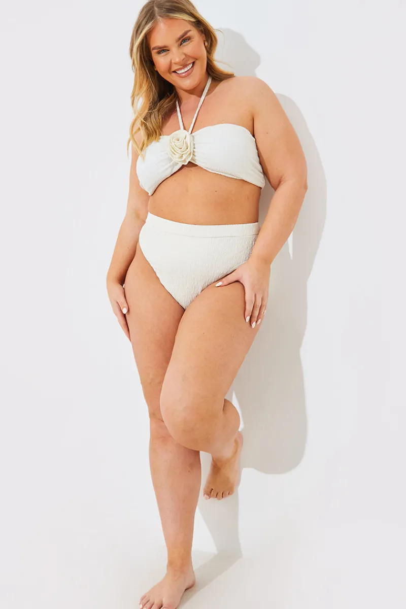 Textured Corsage Halterneck Bikini Top|In the Style Online