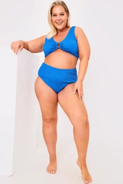 Textured Crinkle Scoop Neck Ring Detail Bikini Top|Billie Faiers Online