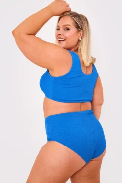 Textured Crinkle Scoop Neck Ring Detail Bikini Top|Billie Faiers Online
