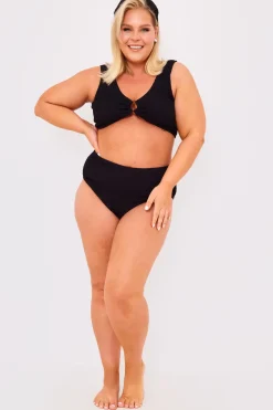 Textured Crinkle Scoop Neck Ring Detail Bikini Top|Billie Faiers Online
