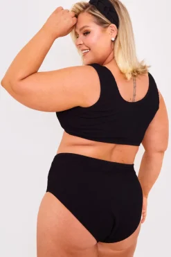 Textured Crinkle Scoop Neck Ring Detail Bikini Top|Billie Faiers Online