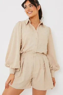 Textured Dobby Detail Co-Ord Shorts|In the Style Outlet