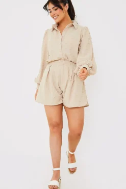 Textured Dobby Detail Co-Ord Shorts|In the Style Outlet