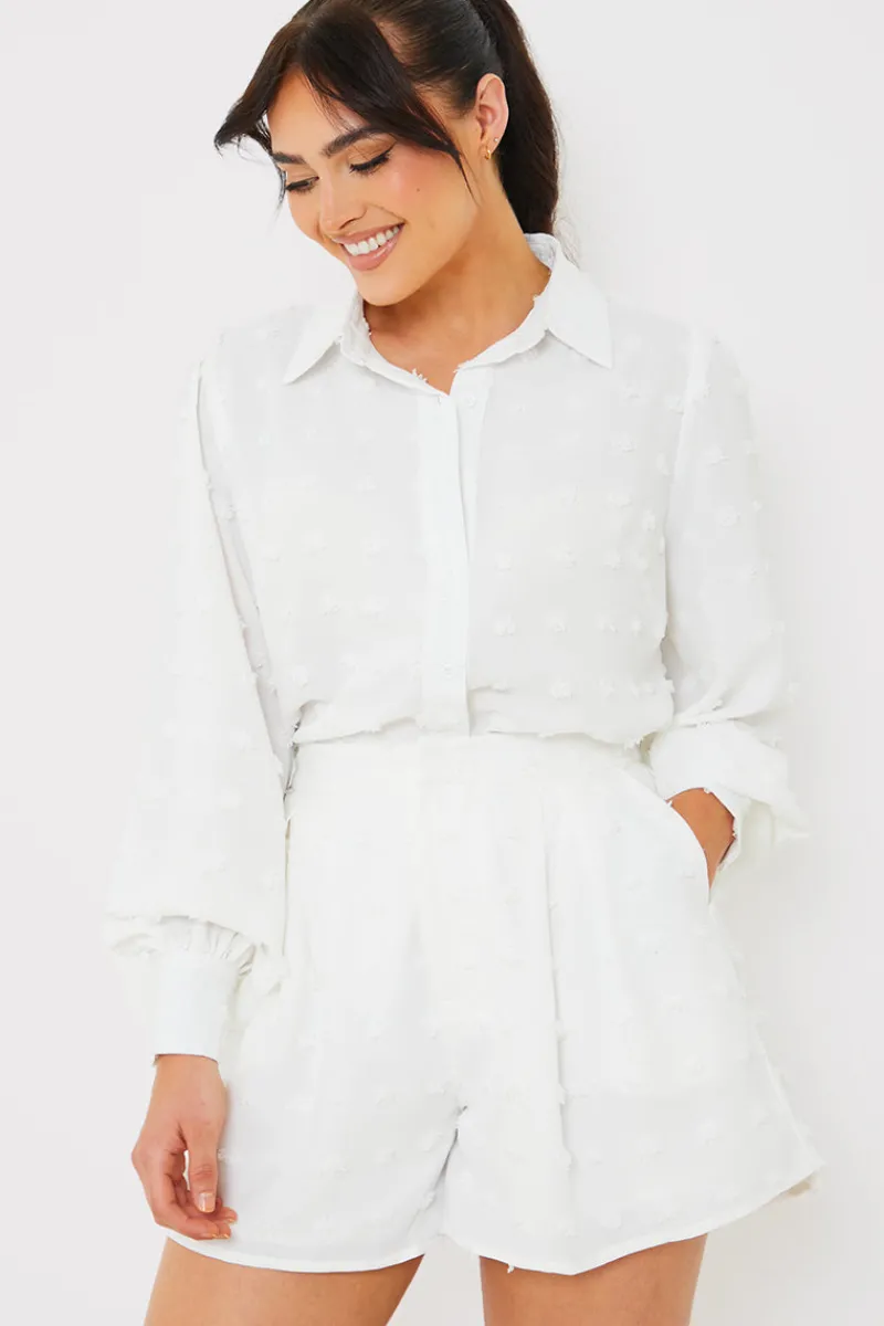 Textured Dobby Detail Co-ord Shorts|In the Style Online