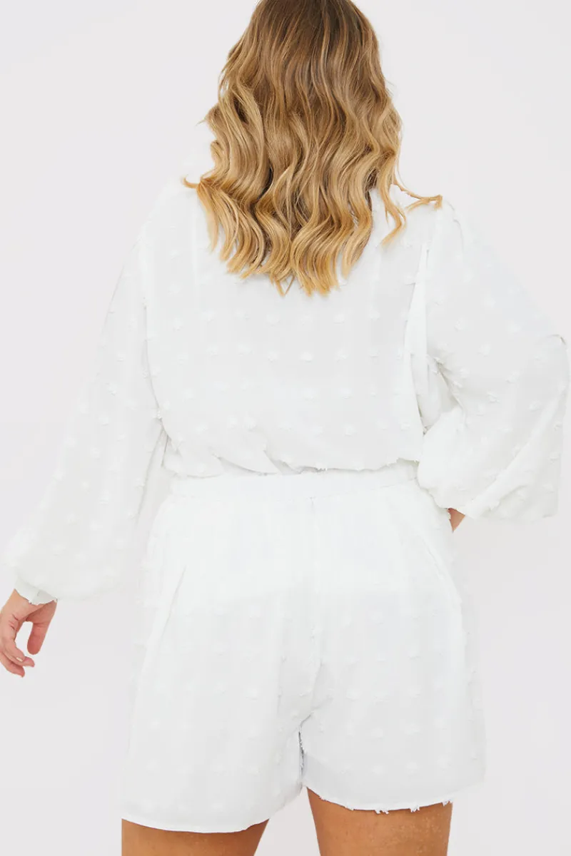 Textured Dobby Detail Co-ord Shorts|In the Style Online