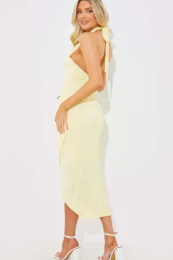 Textured Halter Neck Midi Dress|In the Style Hot