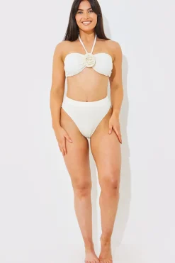 Textured High Waist Bikini Bottoms|In the Style Discount