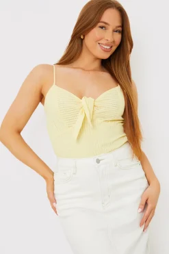 Textured Knot Detail Strappy Bodysuit|In The Style