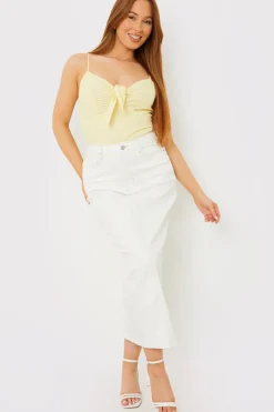 Textured Knot Detail Strappy Bodysuit|In The Style
