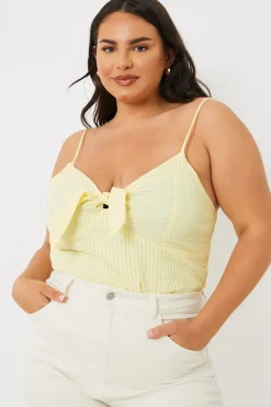 Textured Knot Detail Strappy Bodysuit|In The Style