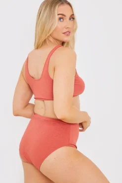 Textured Knot Front Detail Bikini Top|In the Style Clearance