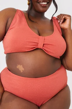 Textured Knot Front Detail Bikini Top|In the Style Clearance