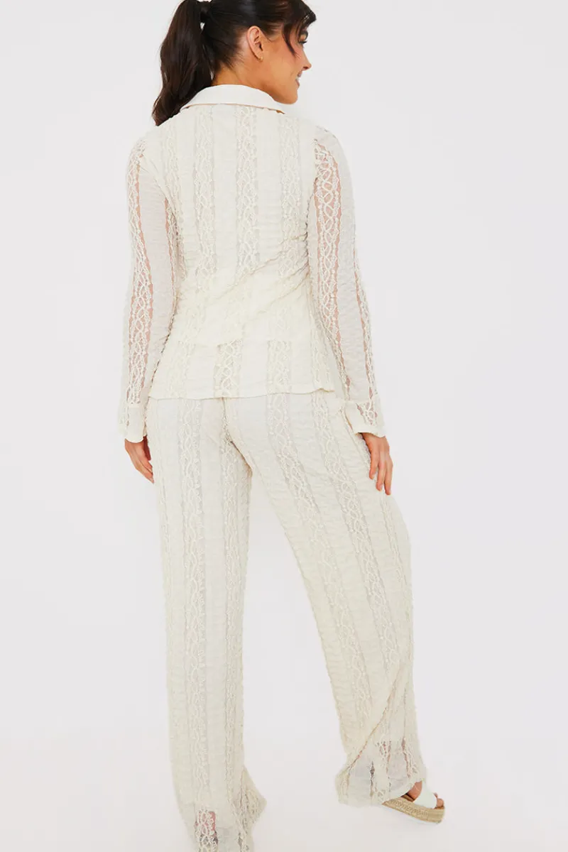 Textured Lace Co-Ord Trousers|In the Style Discount