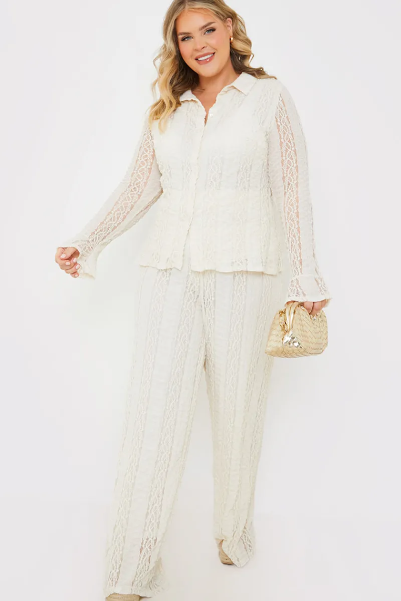 Textured Lace Co-Ord Trousers|In the Style Discount