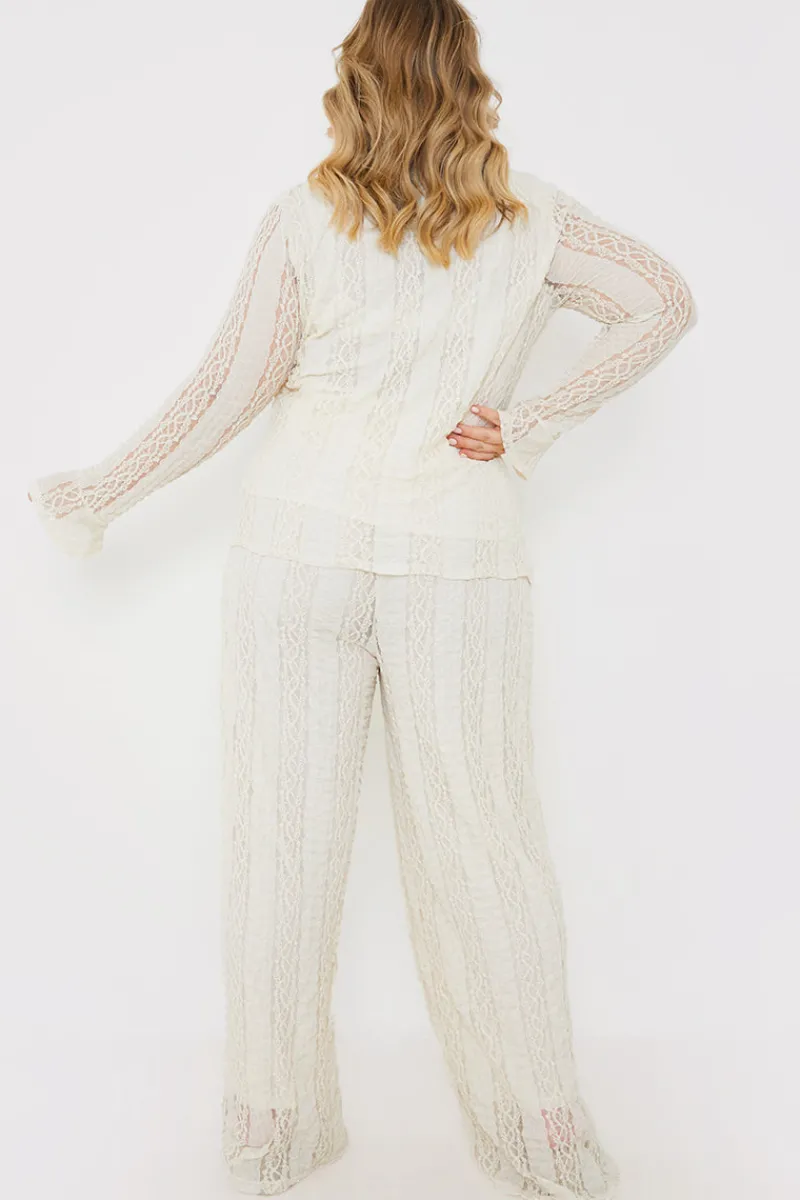 Textured Lace Co-Ord Trousers|In the Style Discount