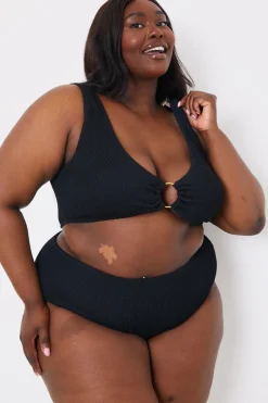 Textured Scoop Neck Ring Detail Bikini Top|In the Style Clearance