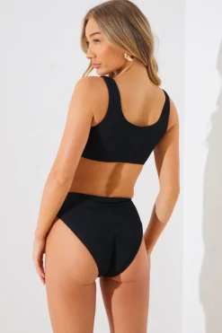 Textured Starfish Detail High Waist High Leg Bikini Bottoms|In the Style