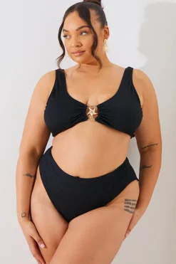 Textured Starfish Detail High Waist High Leg Bikini Bottoms|In the Style