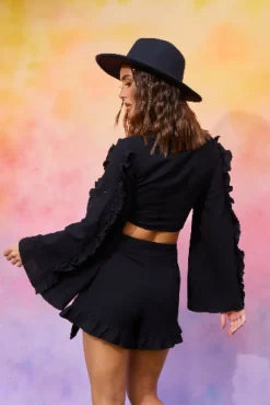 Textured Tie Front Coord Top|In the Style Hot