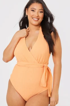 Textured Wrap Swimsuit|In the Style