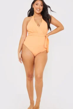 Textured Wrap Swimsuit|In the Style