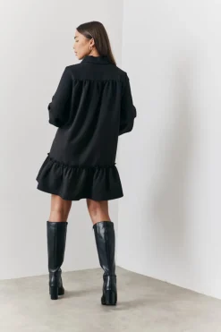 Tie Detail Balloon Sleeve Smock Dress|In the Style Online