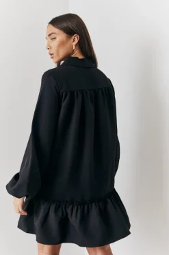 Tie Detail Balloon Sleeve Smock Dress|In the Style Online